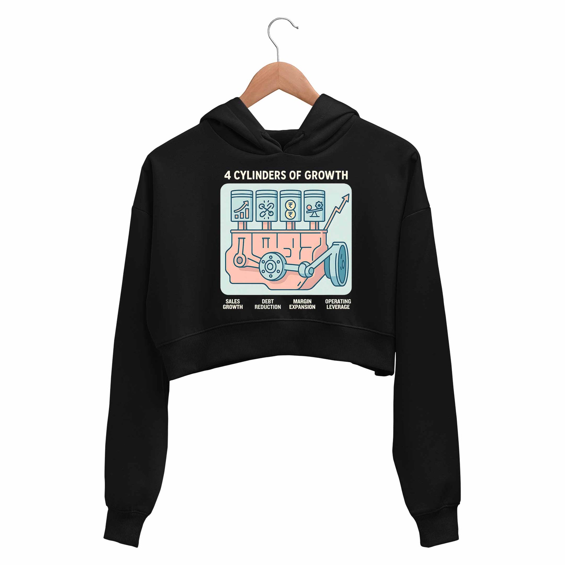 TechnoFunda Crop Hoodie - 4 Cylinders Of Growth