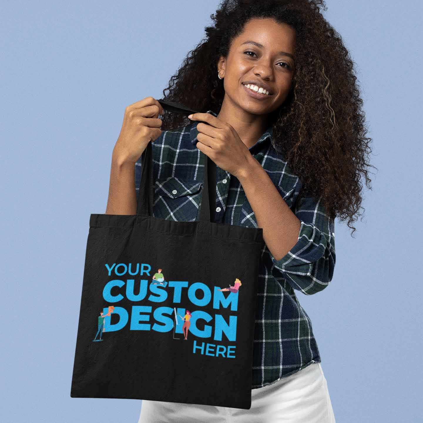 Black Custom Tote Bag Zipper TechnoFunda