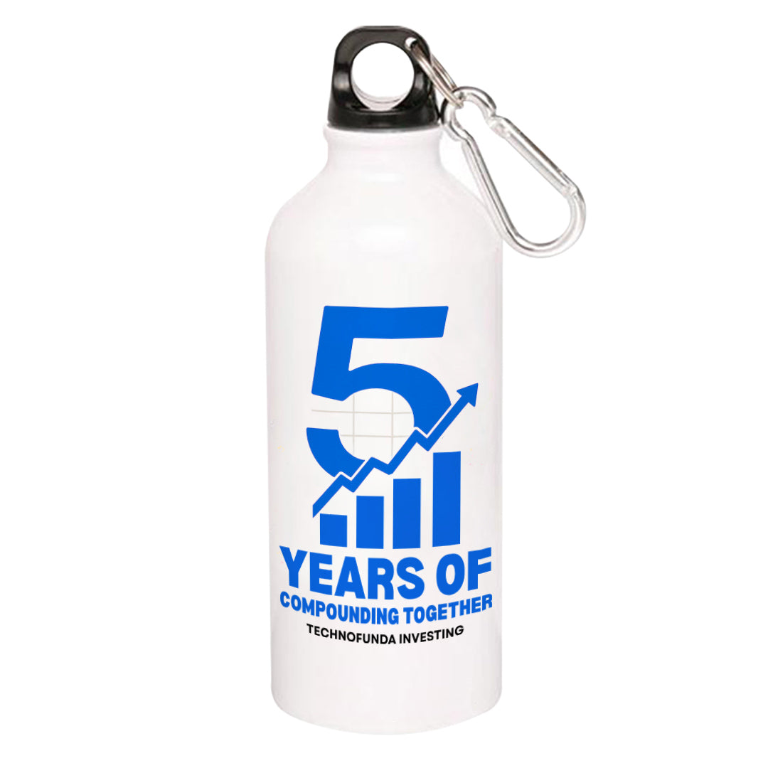 technofunda 5 years of compounding together sipper steel water bottle flask gym shaker printed graphic stylish buy online india TechnoFunda Shop tbt men women girls boys unisex