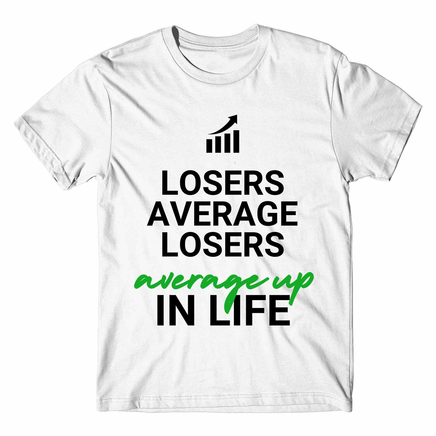 technofunda investing losers average losers t-shirt finance stock equity compounding graphic stylish buy online india vivek mashrani tbt men women girls boys unisex white