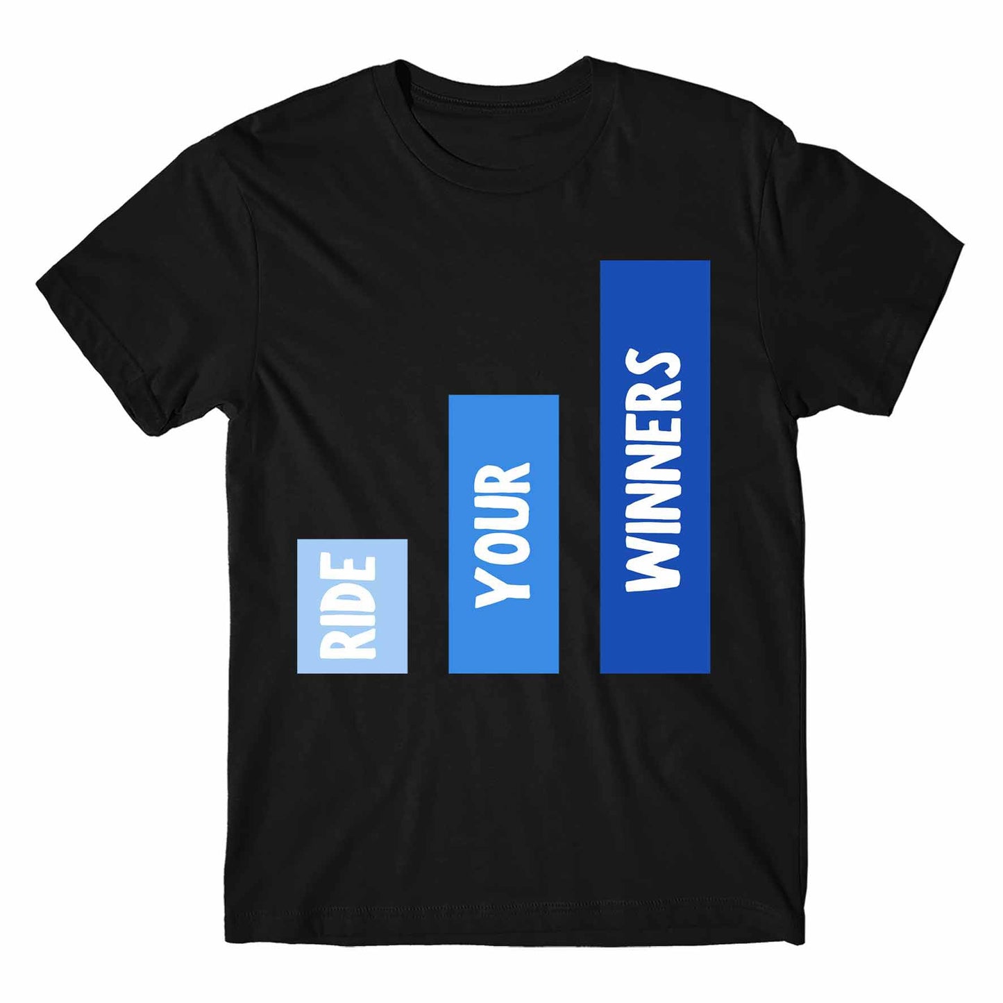 technofunda investing ride your winners t-shirt finance stock equity compounding graphic stylish buy online india vivek mashrani tbt men women girls boys unisex black
