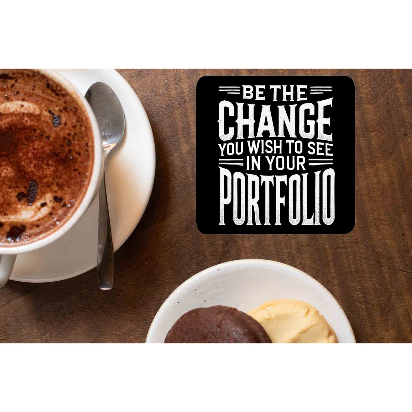 technofunda investing be the change coasters wooden table cups indian finance stock equity compounding graphic stylish buy online india vivek mashrani tbt men women girls boys unisex