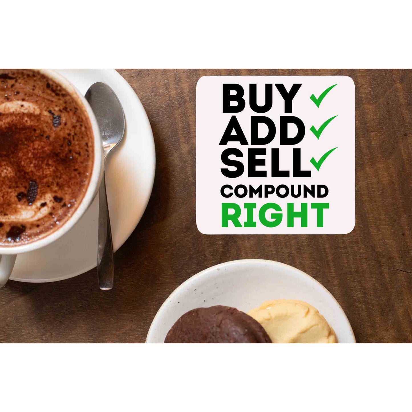 technofunda investing compound right coasters wooden table cups indian finance stock equity compounding graphic stylish buy online india vivek mashrani tbt men women girls boys unisex