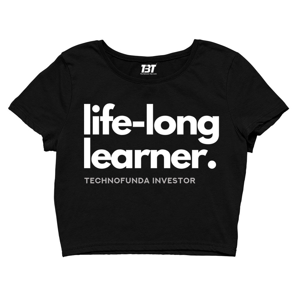 technofunda life long learner tf investor crop top printed graphic stylish buy online india the banyan tee tbt men women girls boys unisex s