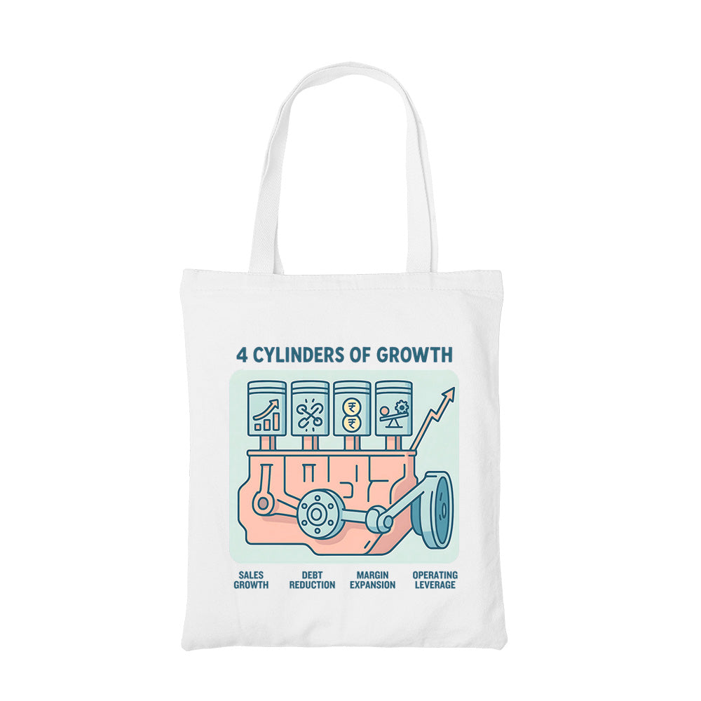 TechnoFunda Tote Bag - 4 Cylinders Of Growth