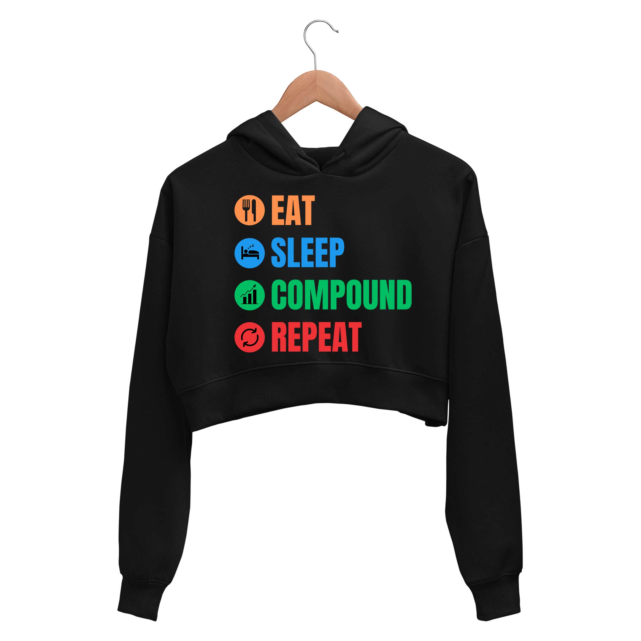TechnoFunda Crop Hoodie - Eat Sleep Compound Repeat