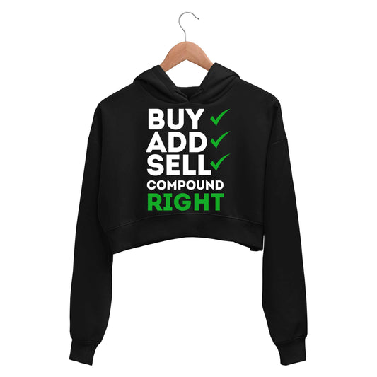 technofunda investing compound right crop hoodie hooded sweatshirt upper winterwear finance stock equity compounding graphic stylish buy online india vivek mashrani tbt men women girls boys unisex black