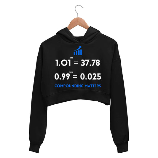 technofunda investing compounding matters crop hoodie hooded sweatshirt upper winterwear finance stock equity compounding graphic stylish buy online india vivek mashrani tbt men women girls boys unisex black