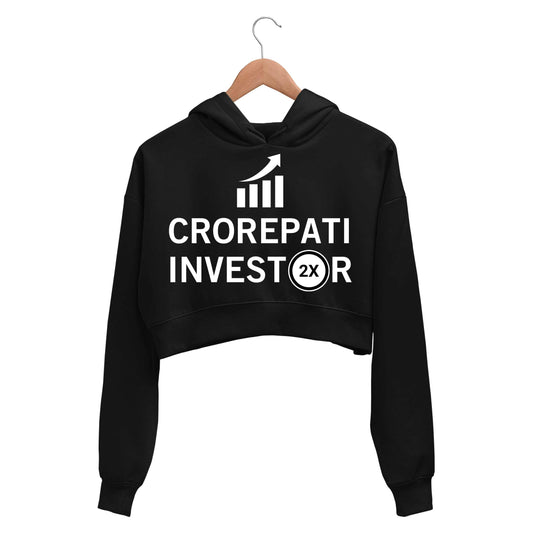 technofunda investing crorepati investor crop hoodie hooded sweatshirt upper winterwear finance stock equity compounding graphic stylish buy online india vivek mashrani tbt men women girls boys unisex black