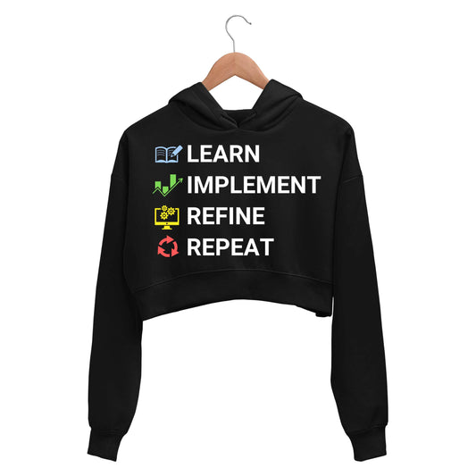 technofunda investing learn implement refine repeat crop hoodie hooded sweatshirt upper winterwear finance stock equity compounding graphic stylish buy online india vivek mashrani tbt men women girls boys unisex black