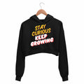 technofunda stay curious keep growing crop hoodie hooded sweatshirt upper winterwear printed graphic stylish buy online india TechnoFunda Shop tbt men women girls boys unisex black