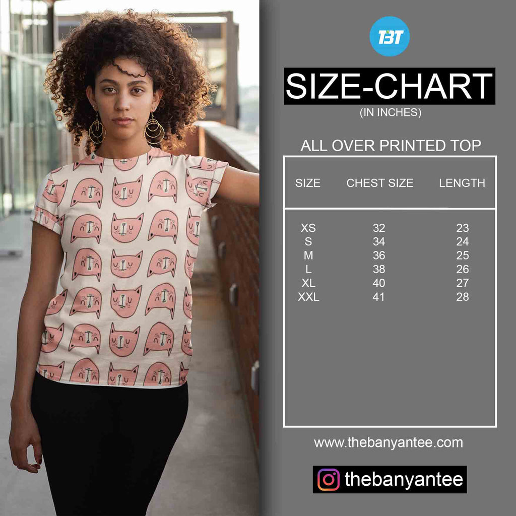 Custom All Over Printed Top TechnoFunda Size Chart