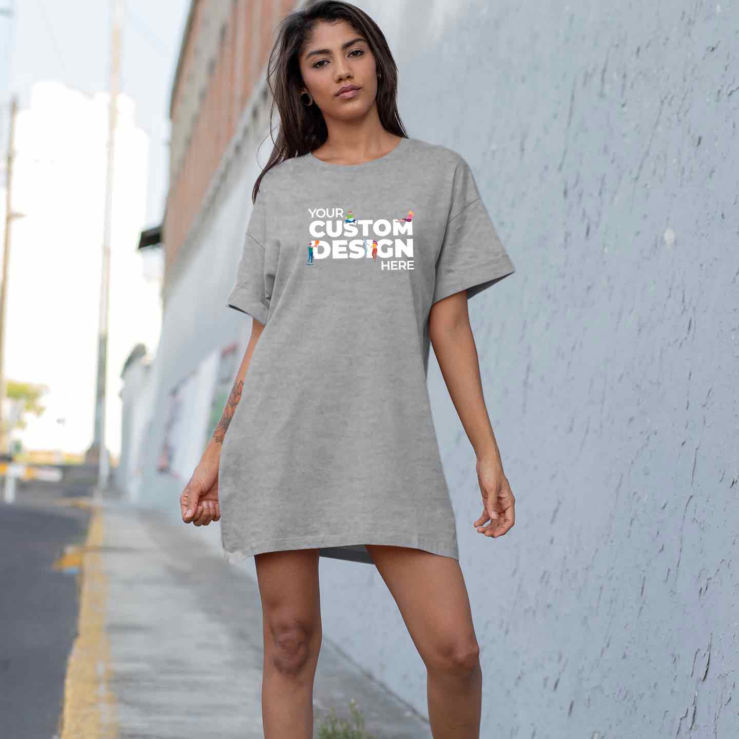 Grey Melange T-shirt Dress by TechnoFunda Custom