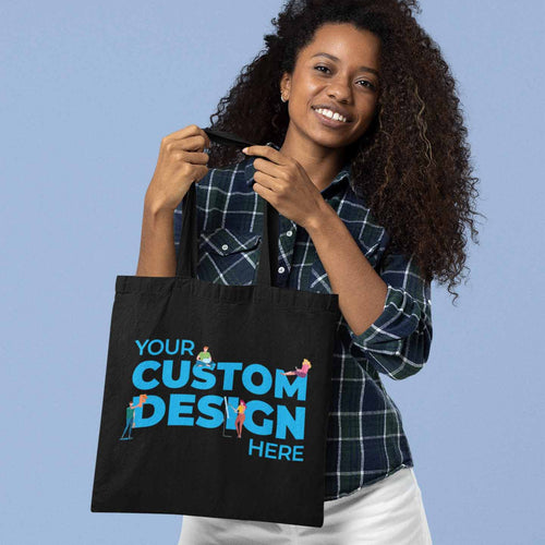 Black Custom Tote Bag Zipper TechnoFunda