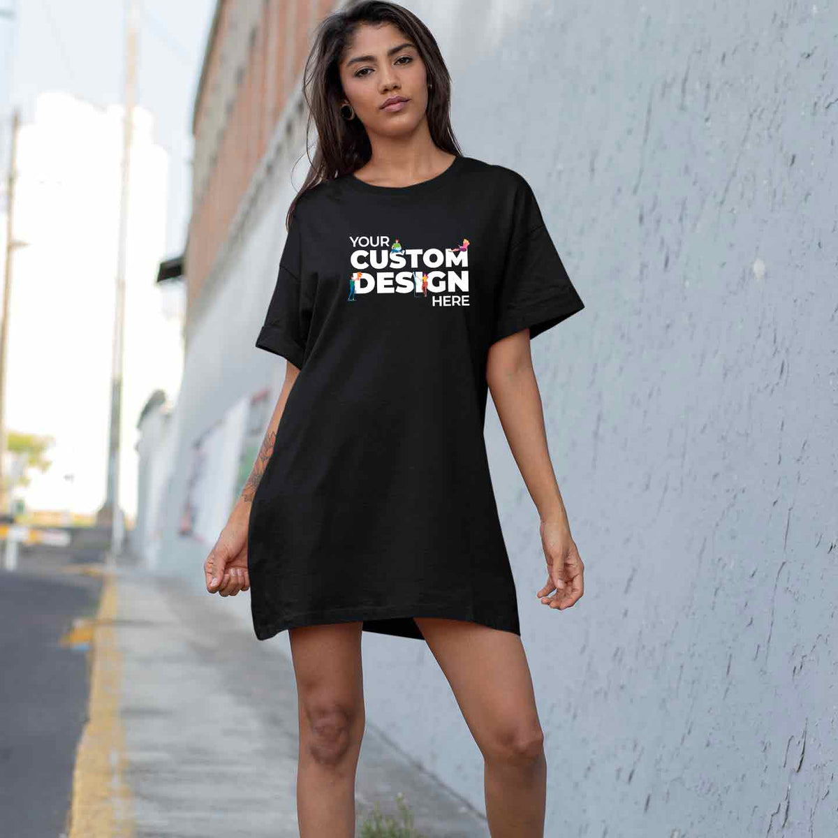 Black T-shirt Dress by TechnoFunda Custom
