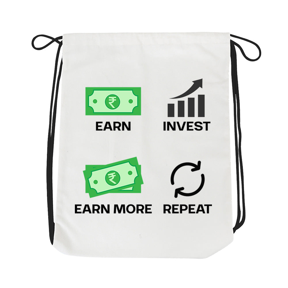 technofunda earn invest repeat draswtring bag pin button printed graphic stylish buy online india TechnoFunda Shop tbt men women girls boys unisex