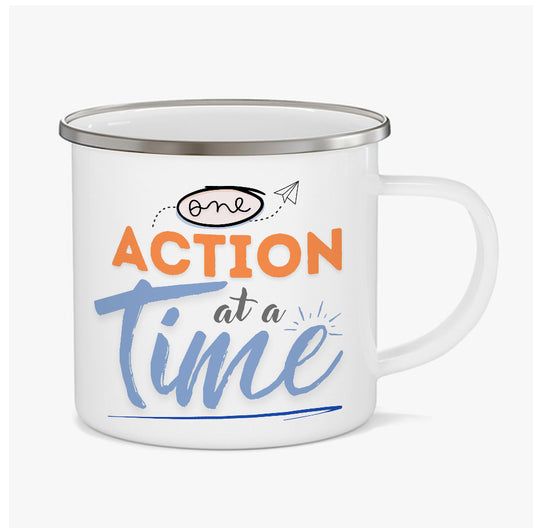 TechnoFunda Enamel Mug - One Action At A Time