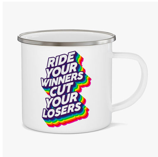 TechnoFunda Enamel Mug - Ride Your Winners Cut Your Losers