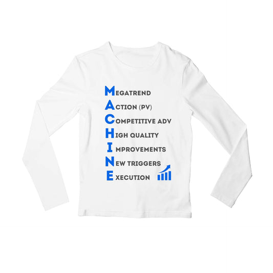 technofunda investing machine framework full sleeves long sleeves finance stock equity compounding graphic stylish buy online india vivek mashrani tbt men women girls boys unisex white