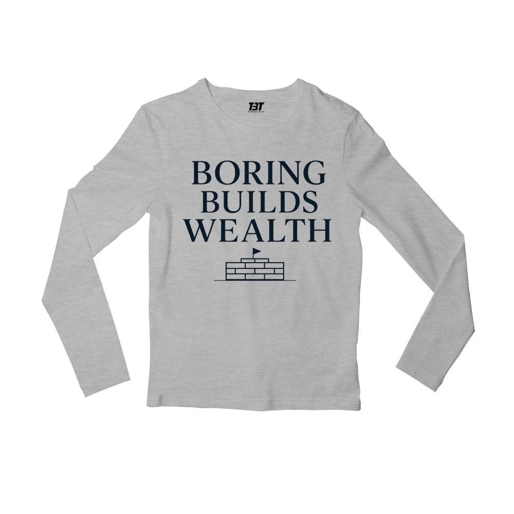 technofunda investing boring builds wealth full sleeves long sleeves finance stock equity compounding graphic stylish buy online india vivek mashrani tbt men women girls boys unisex black