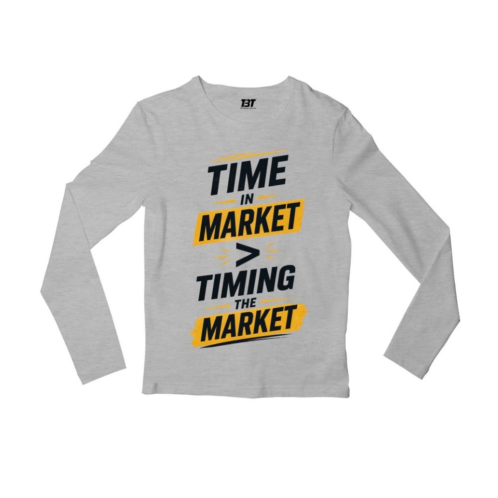 technofunda investing time in market > timing the market full sleeves long sleeves finance stock equity compounding graphic stylish buy online india vivek mashrani tbt men women girls boys unisex black