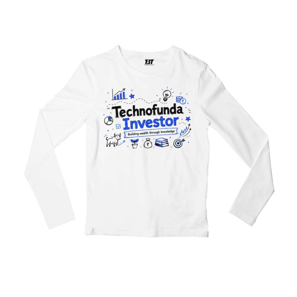 technofunda investing technofunda investor full sleeves long sleeves finance stock equity compounding graphic stylish buy online india vivek mashrani tbt men women girls boys unisex black