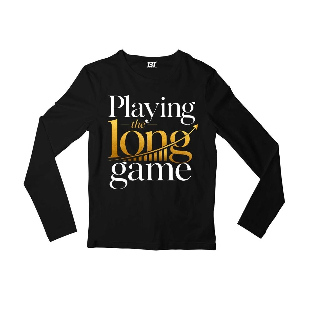 technofunda investing playing the long game full sleeves long sleeves finance stock equity compounding graphic stylish buy online india vivek mashrani tbt men women girls boys unisex black