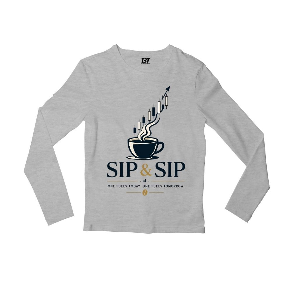 technofunda investing sip and sip full sleeves long sleeves finance stock equity compounding graphic stylish buy online india vivek mashrani tbt men women girls boys unisex black