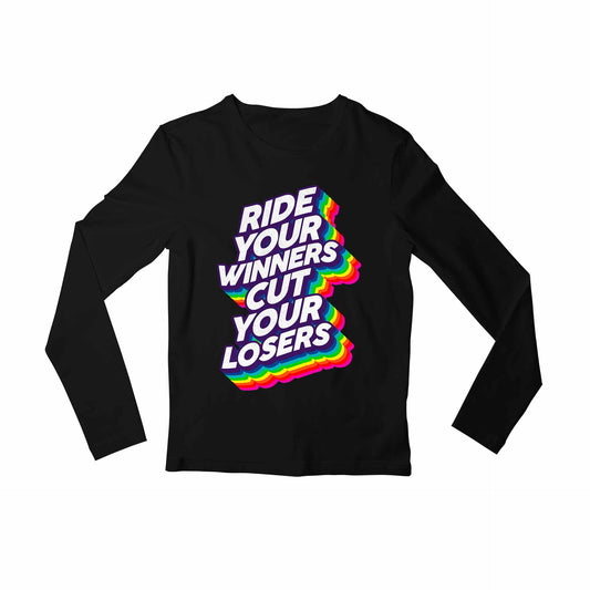 technofunda investing ride your winners cut your losers full sleeves long sleeves finance stock equity compounding graphic stylish buy online india vivek mashrani tbt men women girls boys unisex black