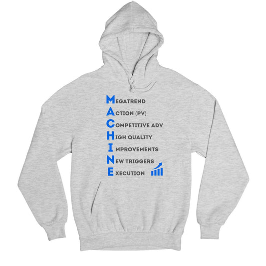 technofunda investing machine framework hoodie hooded sweatshirt winterwear finance stock equity compounding graphic stylish buy online india vivek mashrani tbt men women girls boys unisex gray