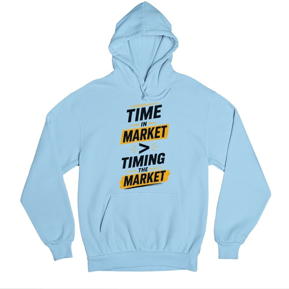 technofunda investing time in market hoodie hooded sweatshirt winterwear finance stock equity compounding graphic stylish buy online india vivek mashrani tbt men women girls boys unisex black