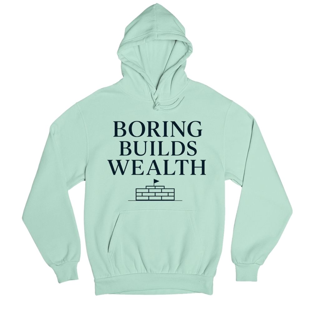technofunda investing boring builds wealth hoodie hooded sweatshirt winterwear finance stock equity compounding graphic stylish buy online india vivek mashrani tbt men women girls boys unisex black