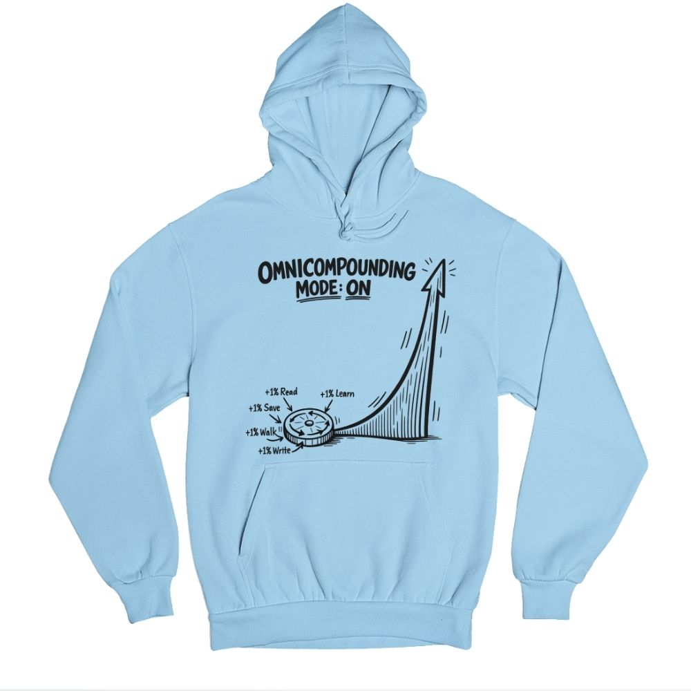 technofunda investing omnicompounding mode on: 1% better hoodie hooded sweatshirt winterwear finance stock equity compounding graphic stylish buy online india vivek mashrani tbt men women girls boys unisex black