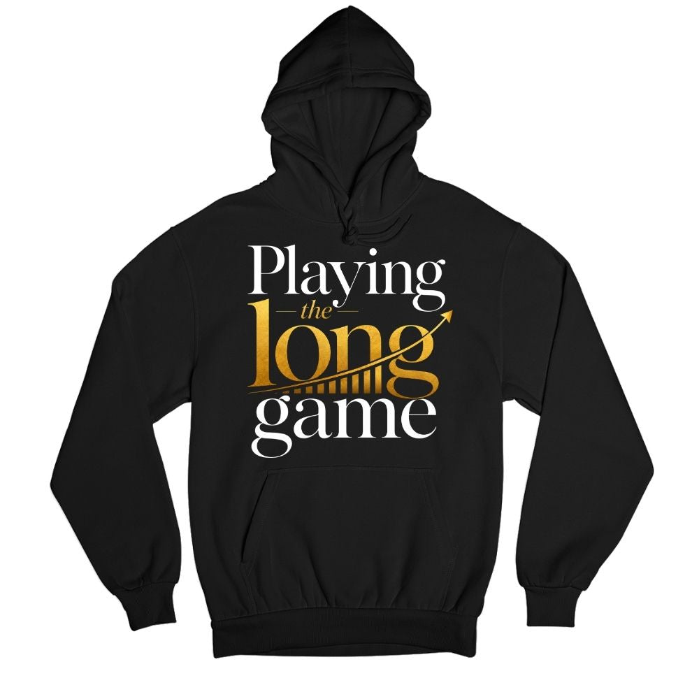 technofunda investing playing the long game hoodie hooded sweatshirt winterwear finance stock equity compounding graphic stylish buy online india vivek mashrani tbt men women girls boys unisex black