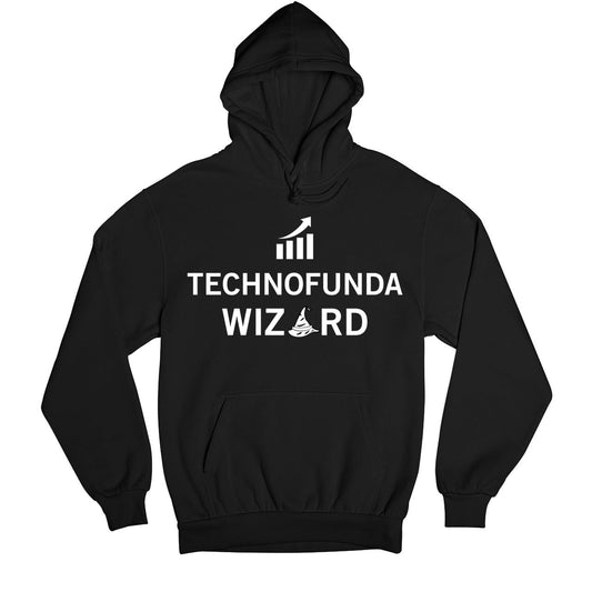 technofunda investing technofunda investing wizard hoodie hooded sweatshirt winterwear finance stock equity compounding graphic stylish buy online india vivek mashrani tbt men women girls boys unisex black