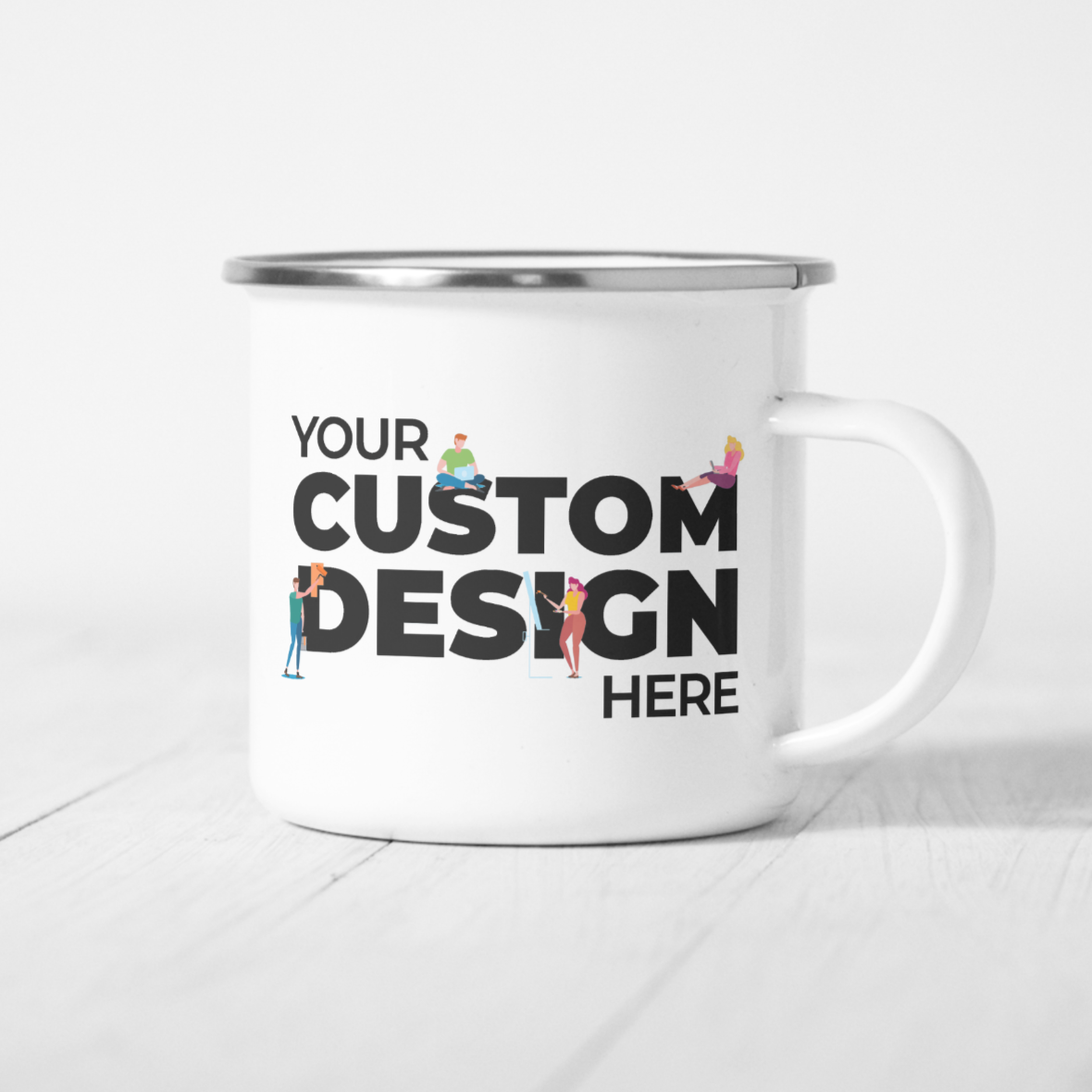 Customizable Enamel Mug With Silver Rim