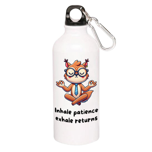 technofunda investing inhale patience exhale returns sipper steel water bottle flask gym shaker finance stock equity compounding graphic stylish buy online india vivek mashrani tbt men women girls boys unisex