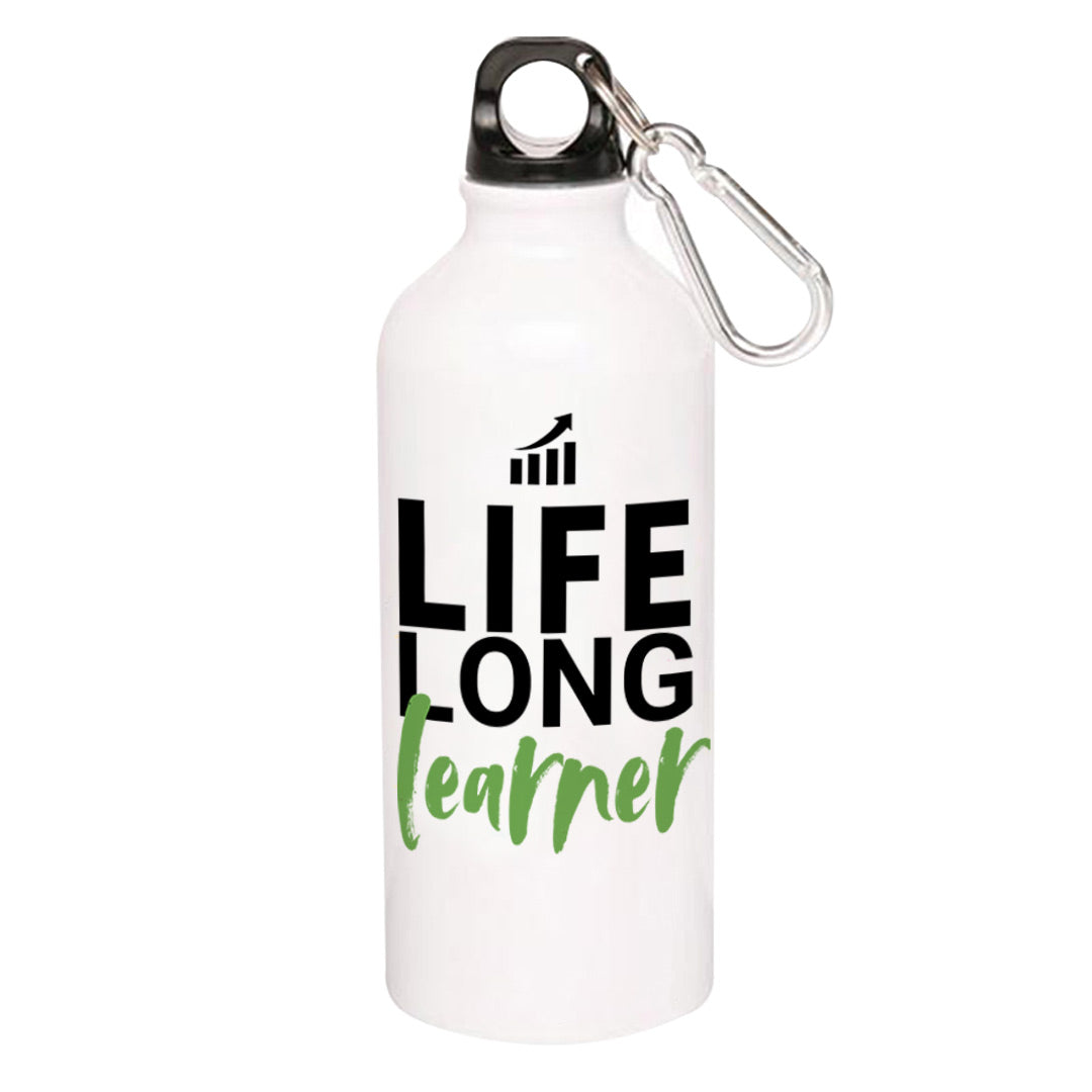 technofunda investing life long learner sipper steel water bottle flask gym shaker finance stock equity compounding graphic stylish buy online india vivek mashrani tbt men women girls boys unisex