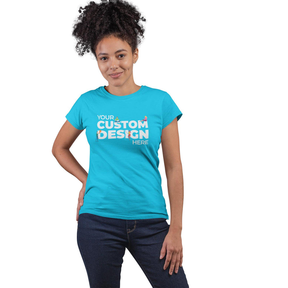 custom customizable personalised sky blue tops by TechnoFunda cotton plain sky blue top for women india tops for girls tops for women