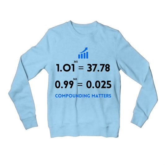 technofunda investing compounding matters sweatshirt upper winterwear finance stock equity compounding graphic stylish buy online india vivek mashrani tbt men women girls boys unisex baby blue