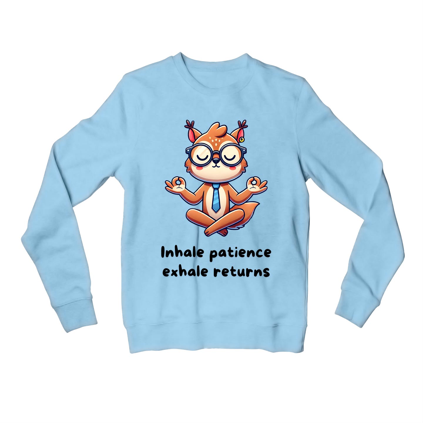 technofunda investing inhale patience exhale returns sweatshirt upper winterwear finance stock equity compounding graphic stylish buy online india vivek mashrani tbt men women girls boys unisex baby blue