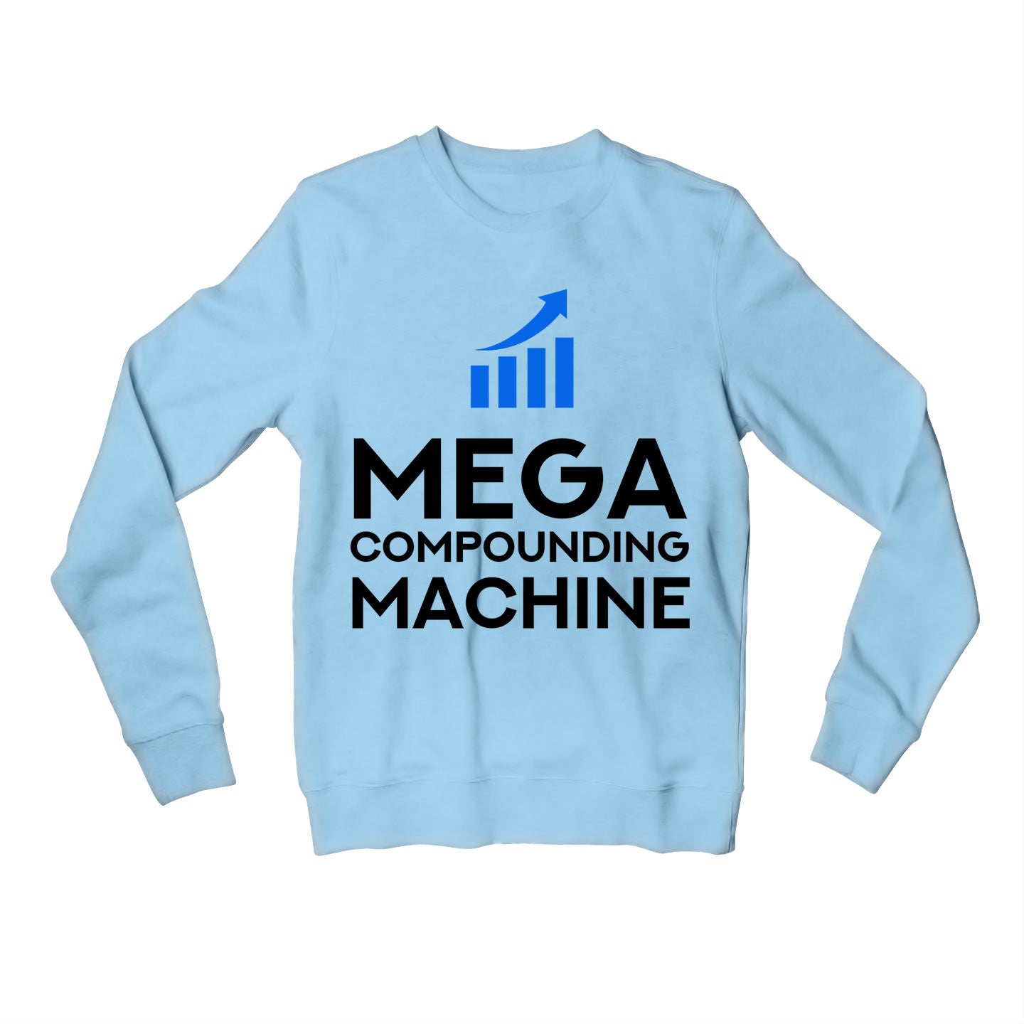 technofunda investing mega compounding machine sweatshirt upper winterwear finance stock equity compounding graphic stylish buy online india vivek mashrani tbt men women girls boys unisex baby blue