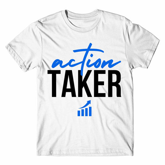 technofunda investing action taker t-shirt finance stock equity compounding graphic stylish buy online india vivek mashrani tbt men women girls boys unisex white