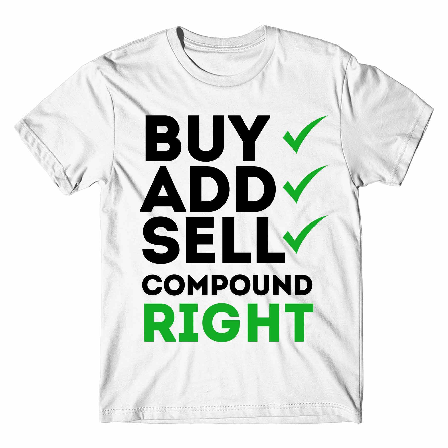 technofunda investing compound right t-shirt finance stock equity compounding graphic stylish buy online india vivek mashrani tbt men women girls boys unisex white