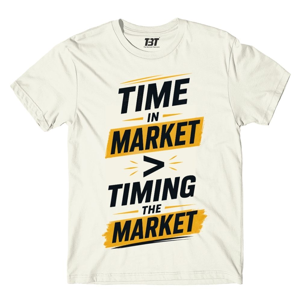 technofunda investing time in market > timing the market t-shirt finance stock equity compounding graphic stylish buy online india vivek mashrani tbt men women girls boys unisex beige