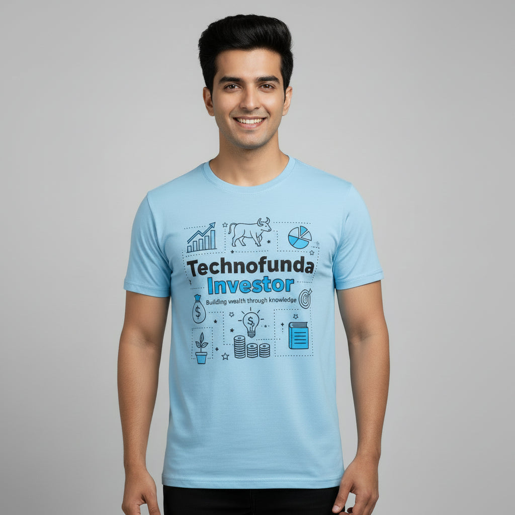 technofunda investing technofunda investor t-shirt finance stock equity compounding graphic stylish buy online india vivek mashrani tbt men women girls boys unisex beige