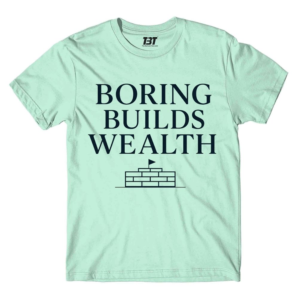 technofunda investing boring builds wealth t-shirt finance stock equity compounding graphic stylish buy online india vivek mashrani tbt men women girls boys unisex beige