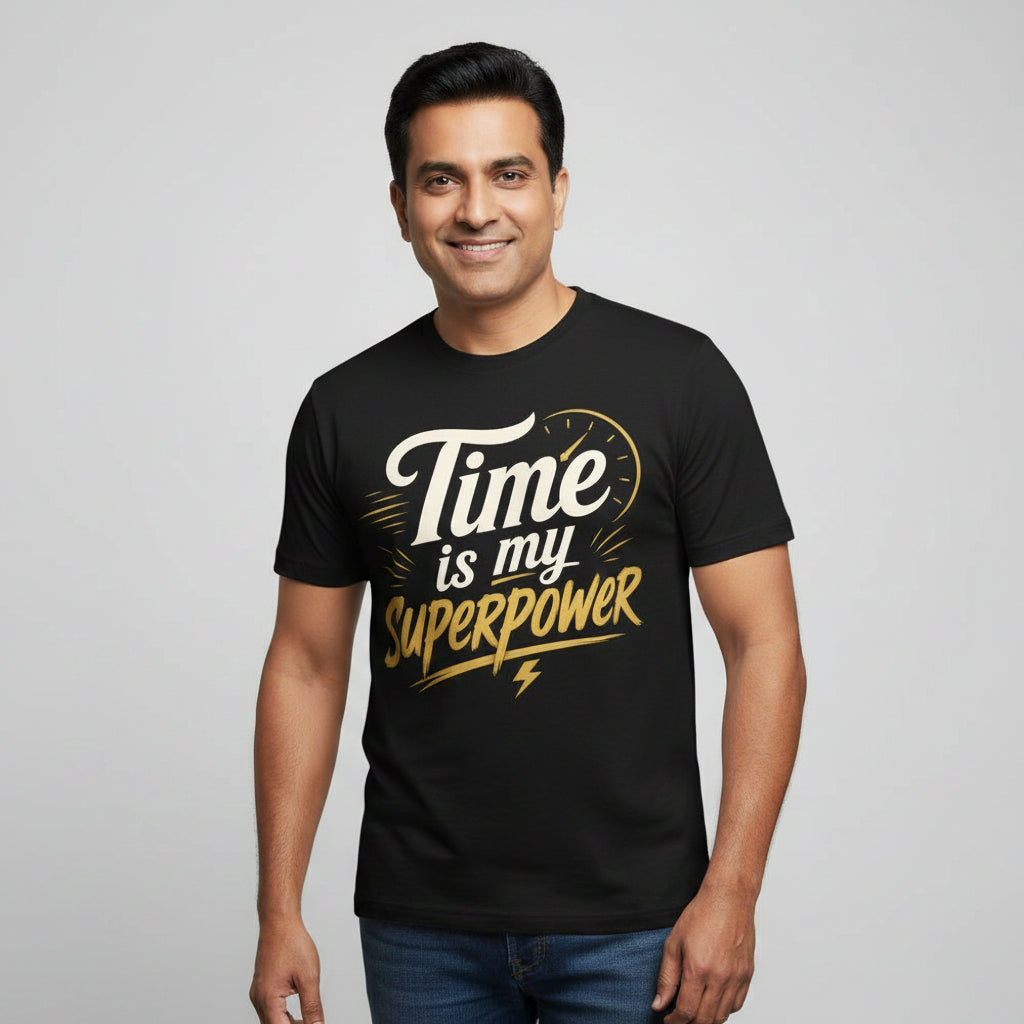 technofunda investing time is my superpower t-shirt finance stock equity compounding graphic stylish buy online india vivek mashrani tbt men women girls boys unisex beige