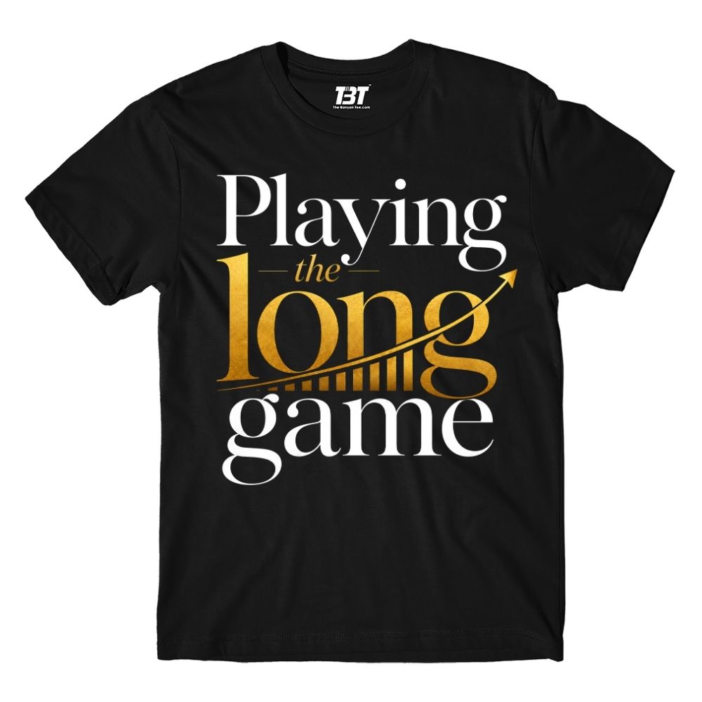 technofunda investing playing the long game t-shirt finance stock equity compounding graphic stylish buy online india vivek mashrani tbt men women girls boys unisex beige