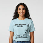 technofunda investing omnicompounding mode on: 1% better t-shirt finance stock equity compounding graphic stylish buy online india vivek mashrani tbt men women girls boys unisex beige